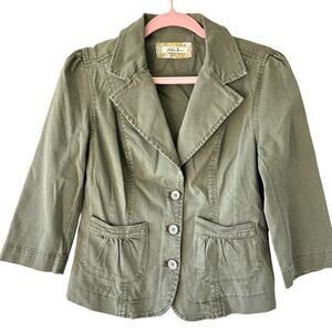 Vintage Y2K Military Safari Style Blazer Jacket Olive‎ Green Size Medium Grunge
